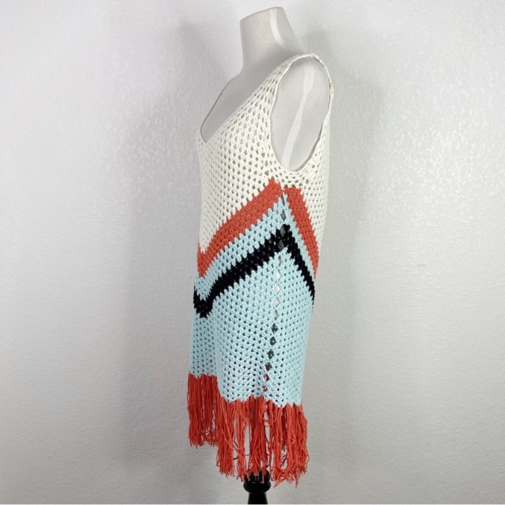 Handmade Cotton Fringe Multicolor Summer Crochet Dress - Picture 5 of 7